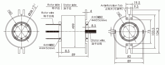 g038-12 dessin à grande vitesse superbe de bague collectrice de bague collectrice de série de la série G038-12 (Max Speed 5000RPM)