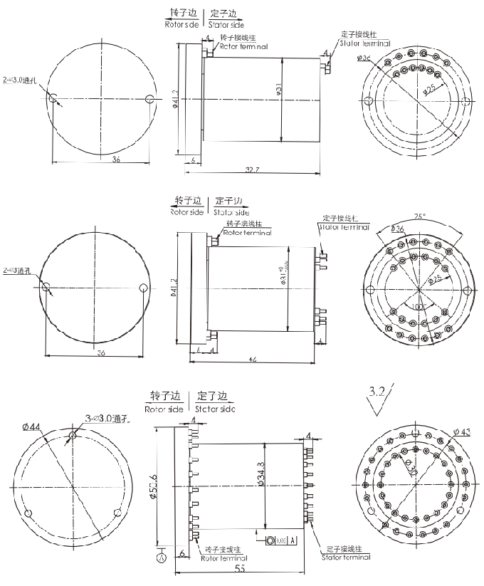 g000 dessin à grande vitesse superbe de bague collectrice de bague collectrice de série de la série G000 (Max Speed 12000RPM)