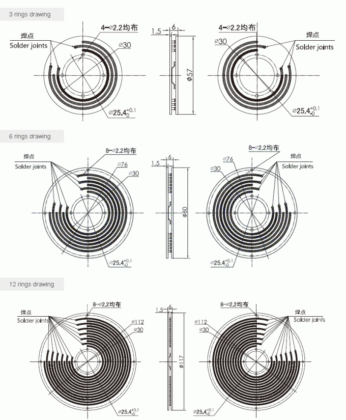 p025 dessin de bague collectrice de bague collectrice de carte PCB de série de la série P025