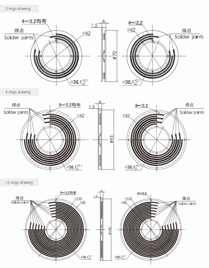 p038 dessin de bague collectrice de bague collectrice de carte PCB de série de la série P038