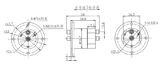 hf0218-31 dessin rotatoire à canal double de bague collectrice de connecteur de la série 18GHz rf de la série HF0218-31